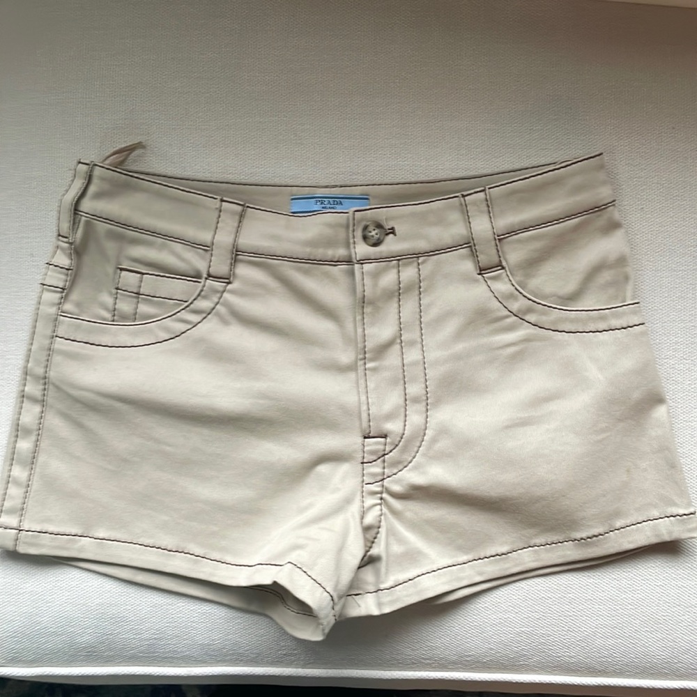 Prada Tan Contrast Stitching Shorts size 40